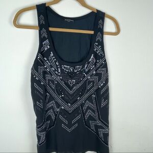Express All Black Beaded Tank Top Size M